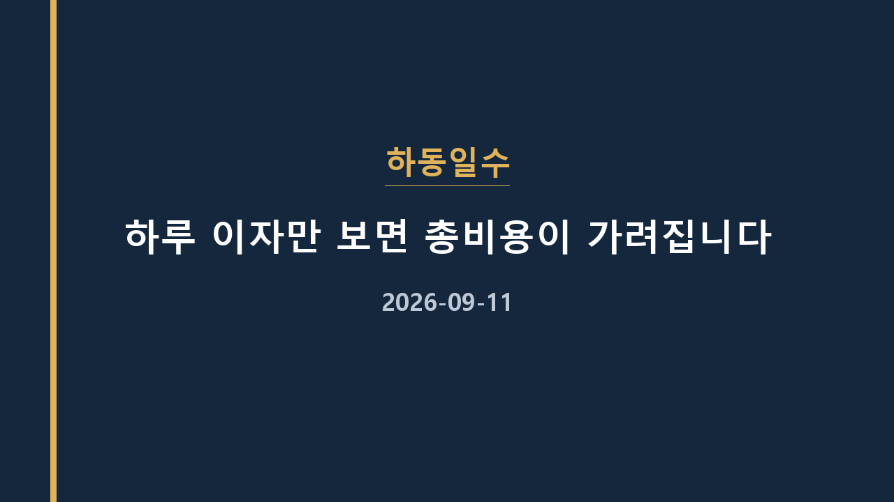 하동일수 하루 이자만 보면 총비용이 가려집니다