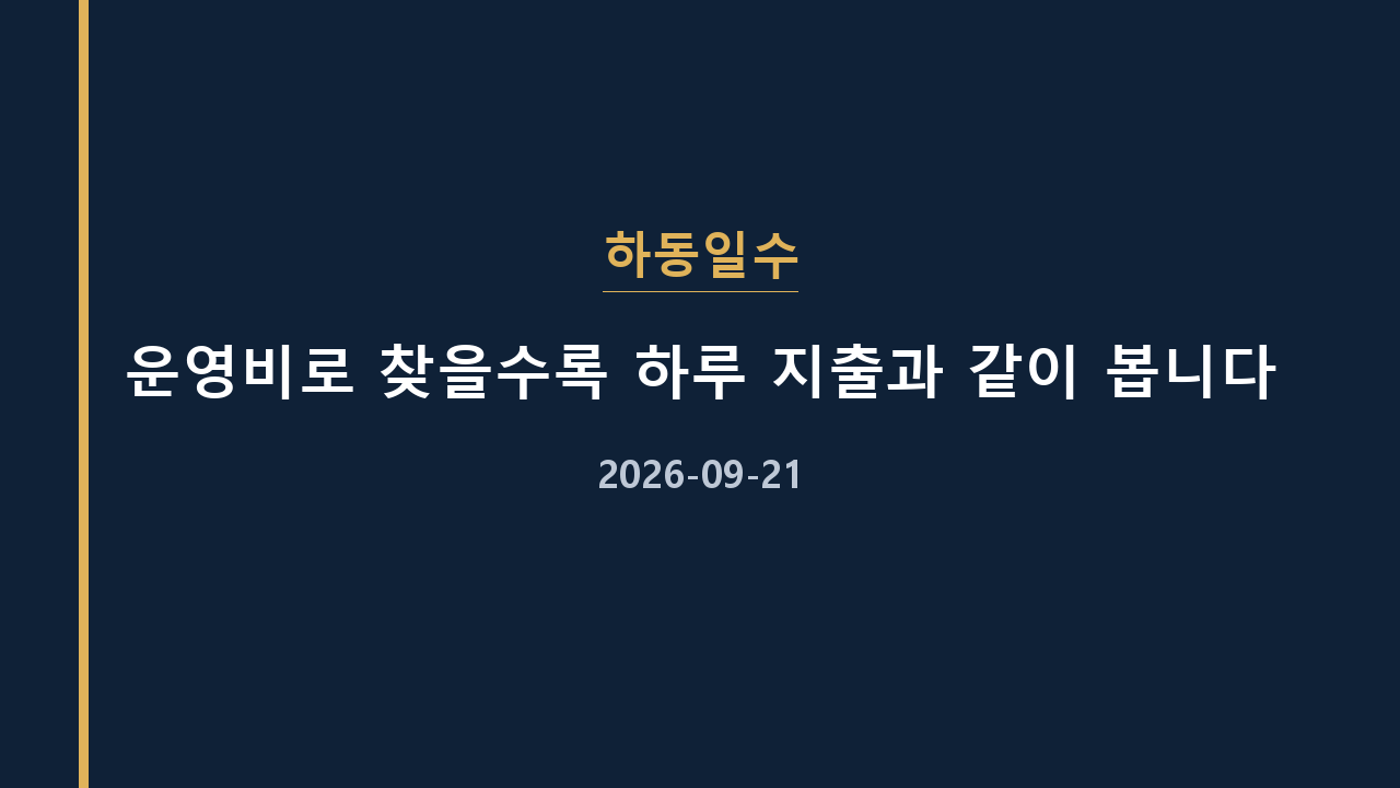 하동일수 운영비로 찾을수록 하루 지출과 같이 봅니다
