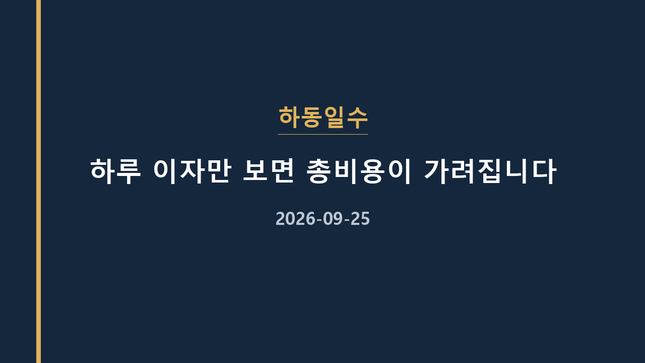 하동일수 하루 이자만 보면 총비용이 가려집니다