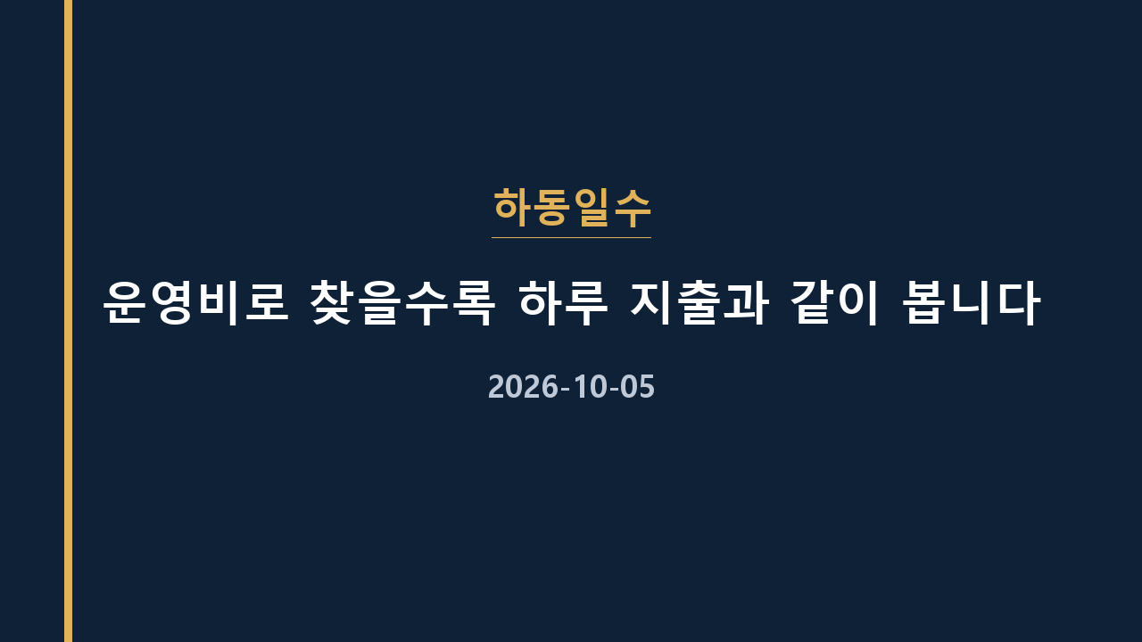 하동일수 운영비로 찾을수록 하루 지출과 같이 봅니다