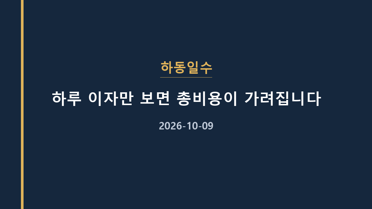 하동일수 하루 이자만 보면 총비용이 가려집니다